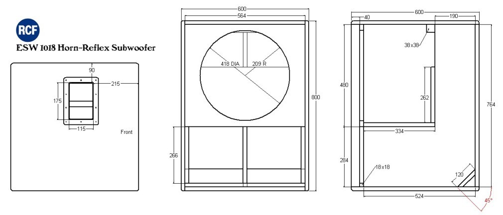 Короб под 18 сабвуфер чертеж